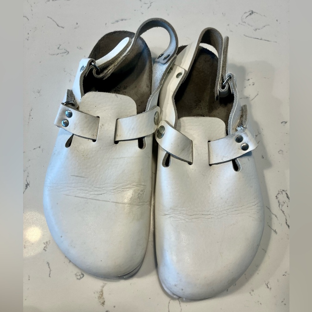 Birkenstock by Alpro.  Size 38.  Adjustable backing strap.  Used under 10 x’s